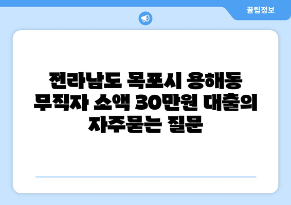 전라남도 목포시 용해동 무직자 소액 30만원 대출