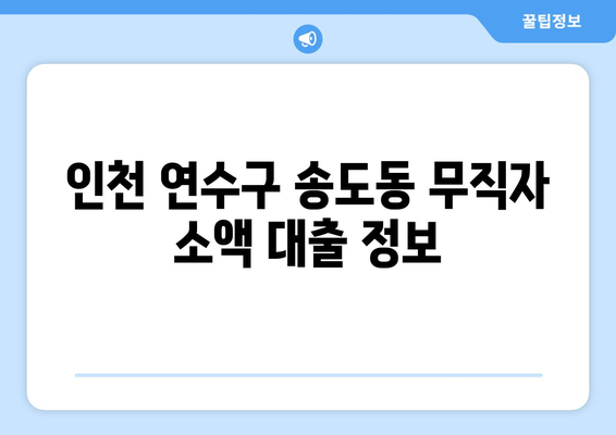 인천광역시 연수구 송도동 무직자 소액 30만원 대출