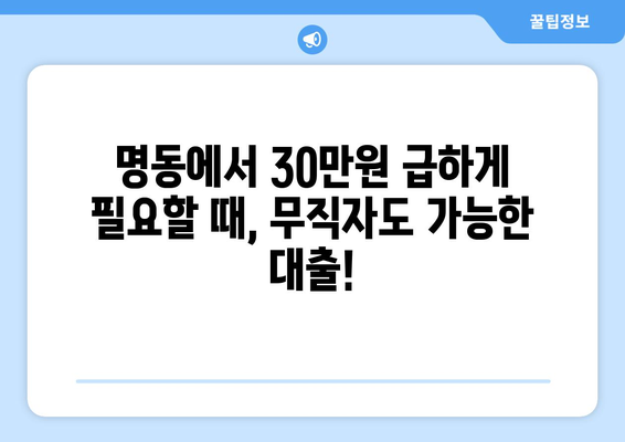 서울특별시 중구 명동 무직자 소액 30만원 대출