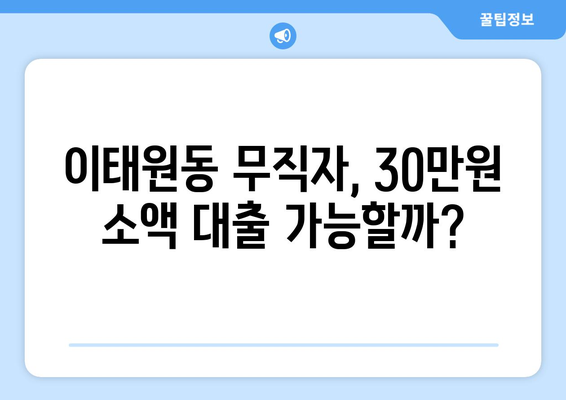 서울특별시 용산구 이태원동 무직자 소액 30만원 대출