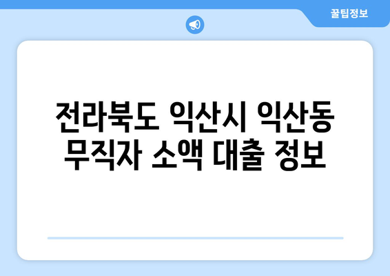 전라북도 익산시 익산동 무직자 소액 30만원 대출