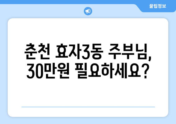 강원도 춘천시 효자3동 주부 소액 30만원 대출