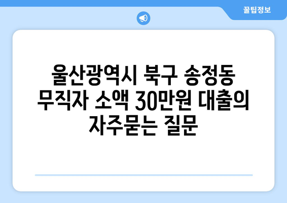 울산광역시 북구 송정동 무직자 소액 30만원 대출