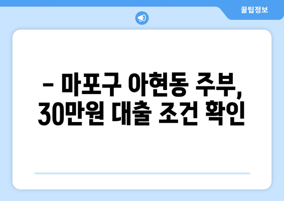 서울특별시 마포구 아현동 주부 소액 30만원 대출