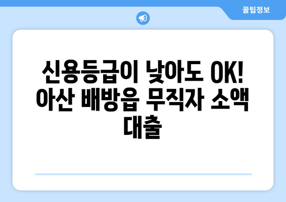 충청남도 아산시 배방읍 무직자 소액 30만원 대출