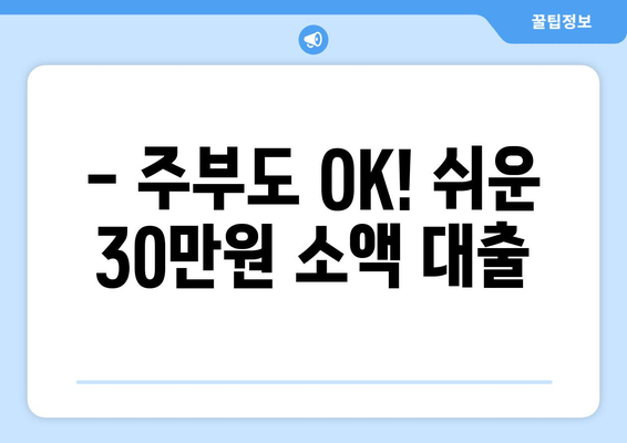 서울특별시 중구 필동 주부 소액 30만원 대출