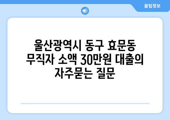 울산광역시 동구 효문동 무직자 소액 30만원 대출