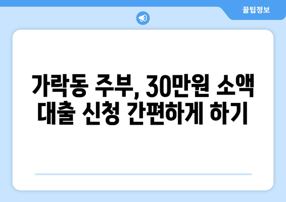 서울특별시 송파구 가락동 주부 소액 30만원 대출