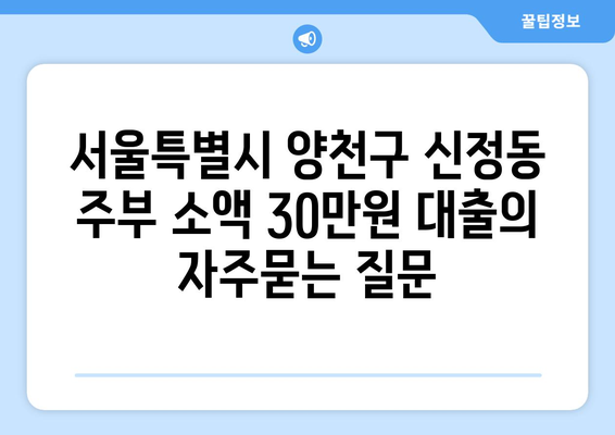 서울특별시 양천구 신정동 주부 소액 30만원 대출