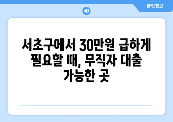 서울특별시 서초구 서초동 무직자 소액 30만원 대출