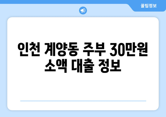 인천광역시 계양구 계양동 주부 소액 30만원 대출