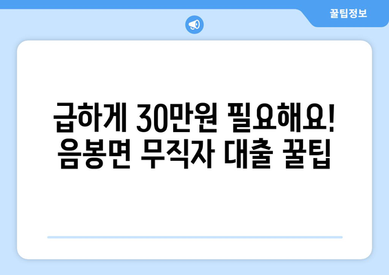 충청남도 아산시 음봉면 무직자 소액 30만원 대출