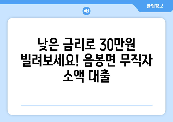 충청남도 아산시 음봉면 무직자 소액 30만원 대출