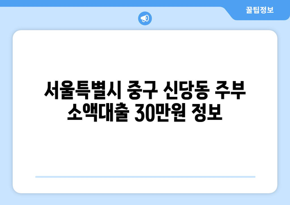 서울특별시 중구 신당동 주부 소액 30만원 대출