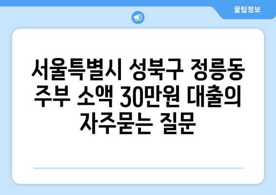 서울특별시 성북구 정릉동 주부 소액 30만원 대출