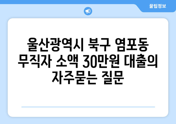 울산광역시 북구 염포동 무직자 소액 30만원 대출