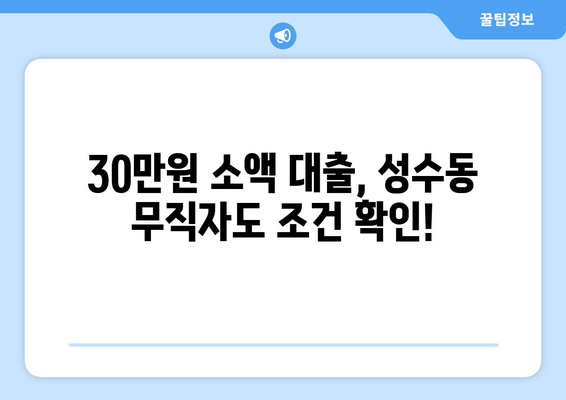 서울특별시 성동구 성수동1가 무직자 소액 30만원 대출