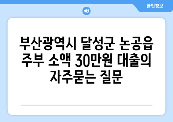 부산광역시 달성군 논공읍 주부 소액 30만원 대출