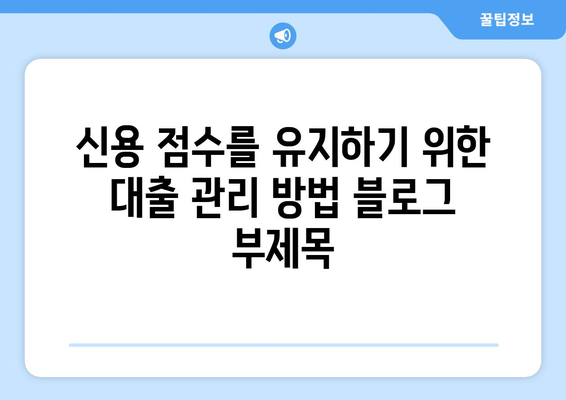 신용 점수를 유지하기 위한 대출 관리 방법