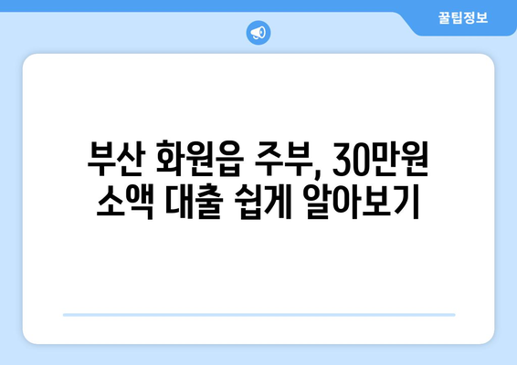 부산광역시 달성군 화원읍 주부 소액 30만원 대출