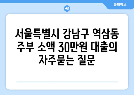 서울특별시 강남구 역삼동 주부 소액 30만원 대출