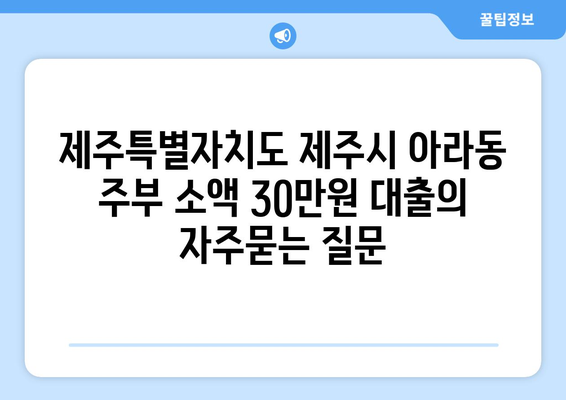 제주특별자치도 제주시 아라동 주부 소액 30만원 대출