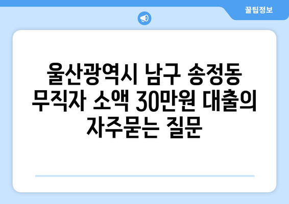 울산광역시 남구 송정동 무직자 소액 30만원 대출