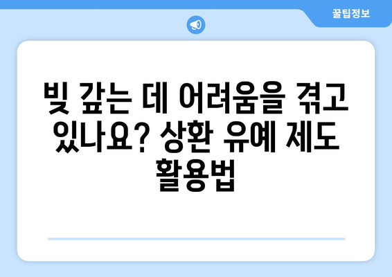 대출의 상환 유예 제도와 이용 조건