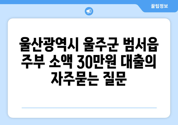 울산광역시 울주군 범서읍 주부 소액 30만원 대출