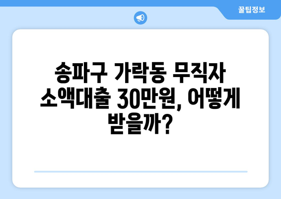 서울특별시 송파구 가락동 무직자 소액 30만원 대출