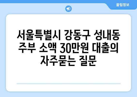 서울특별시 강동구 성내동 주부 소액 30만원 대출