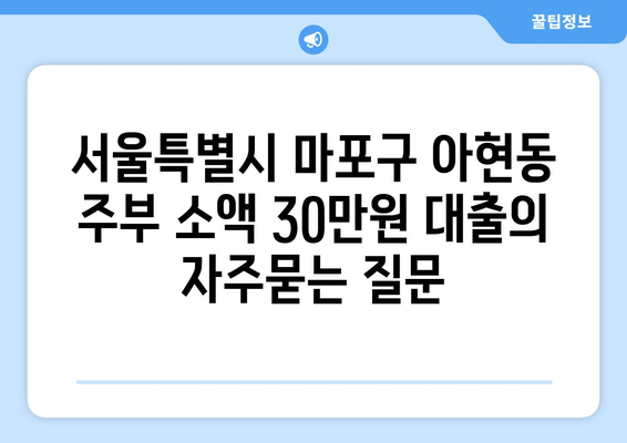 서울특별시 마포구 아현동 주부 소액 30만원 대출