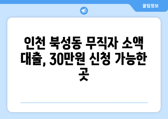 인천광역시 중구 북성동 무직자 소액 30만원 대출