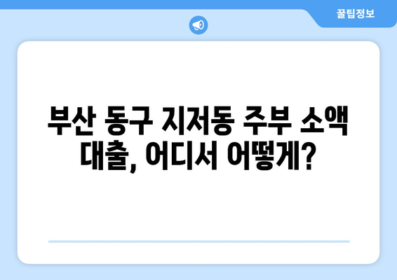 부산광역시 동구 지저동 주부 소액 30만원 대출