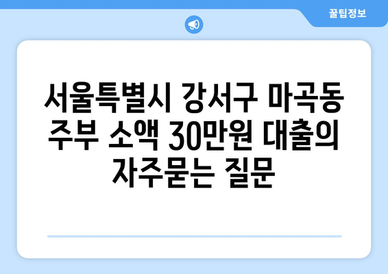 서울특별시 강서구 마곡동 주부 소액 30만원 대출