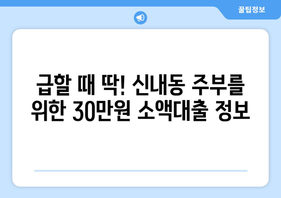 서울특별시 중랑구 신내동 주부 소액 30만원 대출