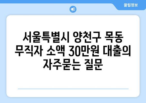 서울특별시 양천구 목동 무직자 소액 30만원 대출