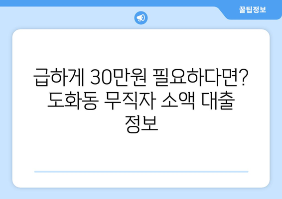 인천광역시 남구 도화동 무직자 소액 30만원 대출