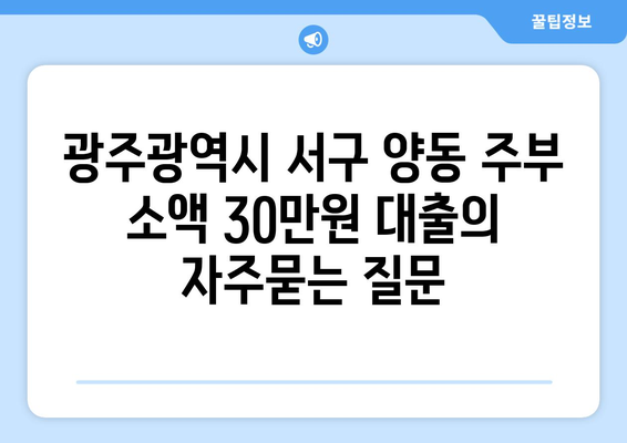 광주광역시 서구 양동 주부 소액 30만원 대출