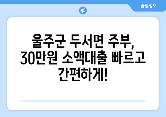 울산광역시 울주군 두서면 주부 소액 30만원 대출