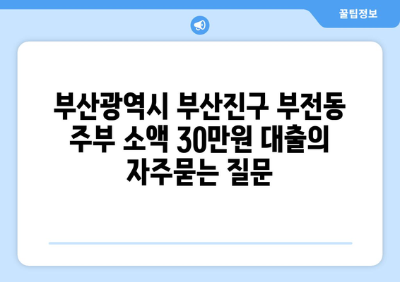 부산광역시 부산진구 부전동 주부 소액 30만원 대출