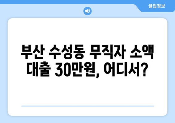 부산광역시 수성구 수성동 무직자 소액 30만원 대출