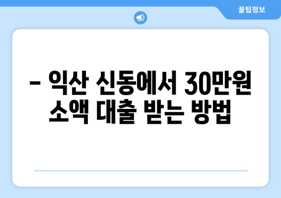 전라북도 익산시 신동 무직자 소액 30만원 대출