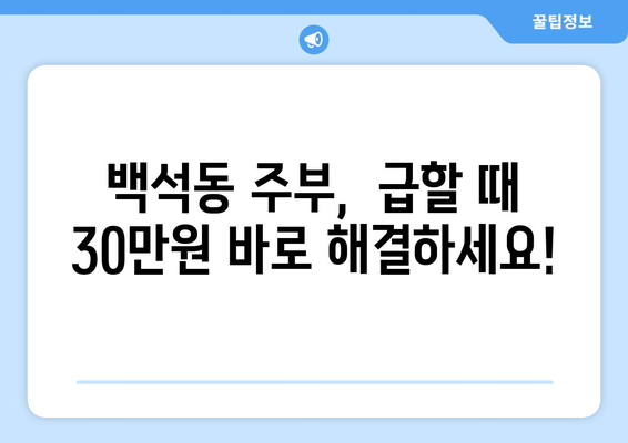 고양시 일산동구 백석동 주부 소액 30만원 대출