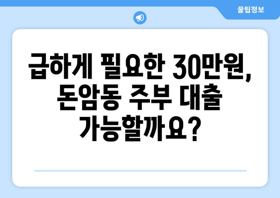 서울특별시 성북구 돈암동 주부 소액 30만원 대출