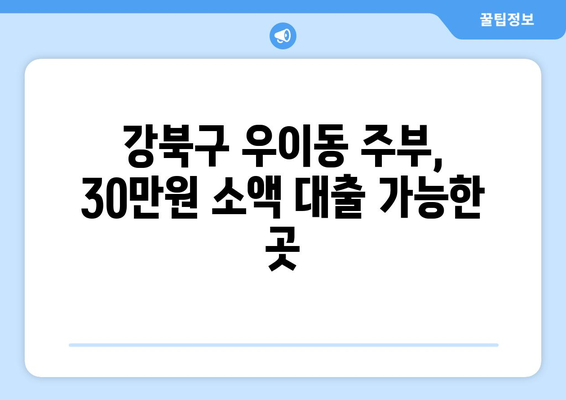 서울특별시 강북구 우이동 주부 소액 30만원 대출