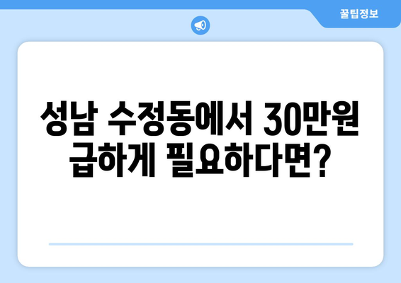 성남시 수정구 수정동 무직자 소액 30만원 대출