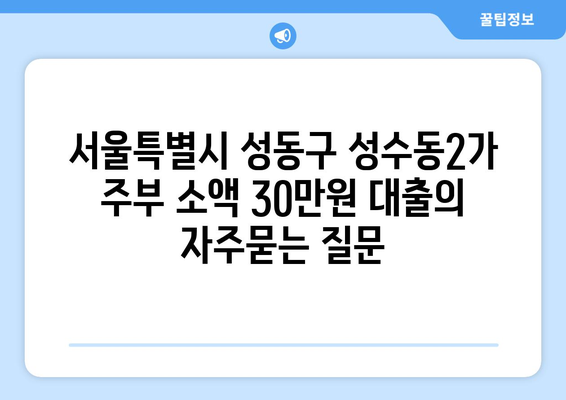 서울특별시 성동구 성수동2가 주부 소액 30만원 대출