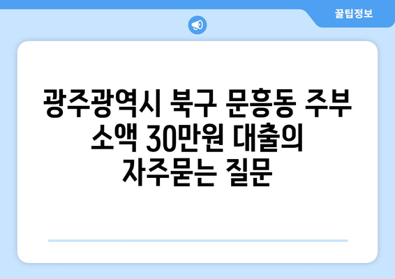 광주광역시 북구 문흥동 주부 소액 30만원 대출