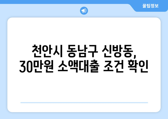 천안시 동남구 신방동 무직자 소액 30만원 대출